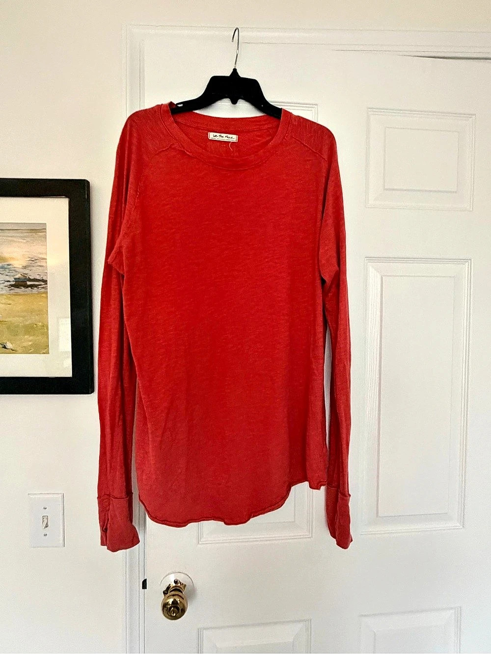We the Free Red Long Sleeve Cotton Tee
